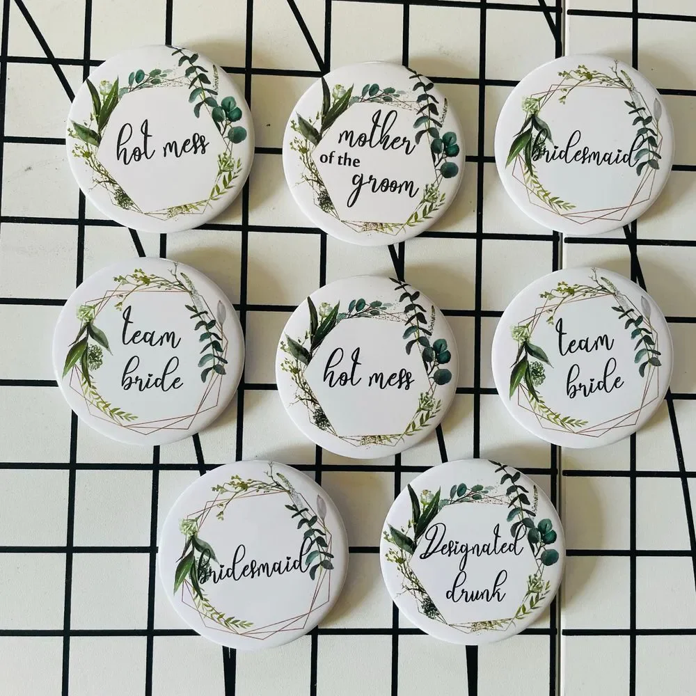 Wedding buttons for bridesmaid or bridal party